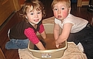 Jimmy and Charlotte love washing paint off their hands