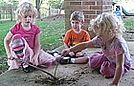 Savannah, Ethan and Lindsay made a campfire