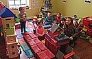 All kids cooperated to build a beautiful castle