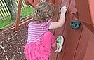 Charlotte is an expert at going up the climbing wall