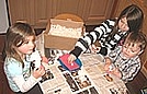 Making balls, letters and cars out of packing peanuts