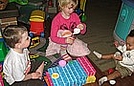 Savannah, Ricky & Corin are pretending to have a picnic