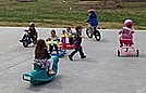 The concrete pad is fun for everyone!