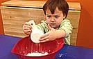 Pouring the flour