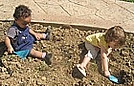 Charlotte and Corin had a great time digging in the dirt