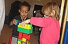 Corin and Alaina love to build with Mega Blocks