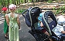 On our walk, the kids loved watching a tractor move picnic benches