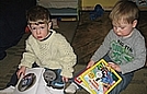 Ethan & Jimmy love to read Thomas book.