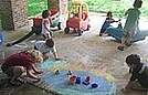 Drawing an ocean with chalk