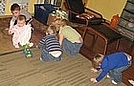 During letter circle the kids practiced the letter F by pretending to be frogs